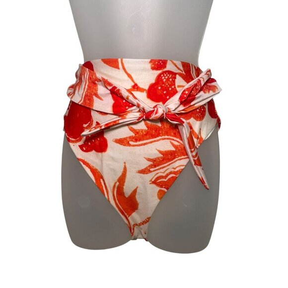 Mara Hoffman Goldie High-Waist Bikini Bottom Red Multi Floral Medium NWT - Picture 4 of 7